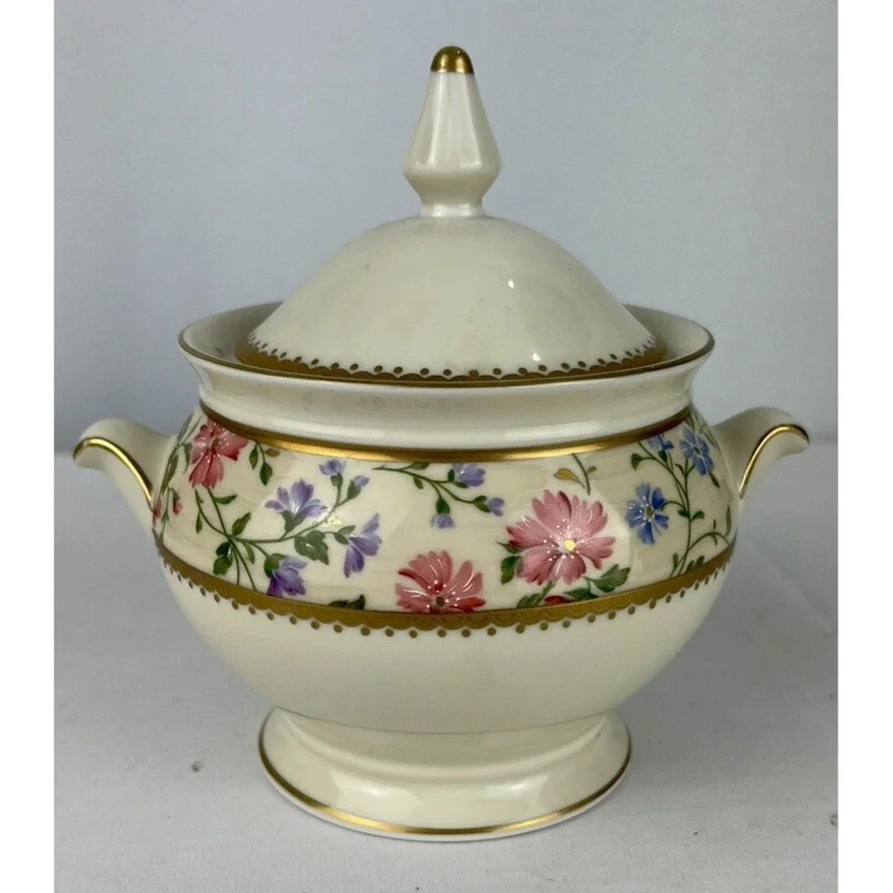 Vtg Mikasa Fine China Spring Moire LAP11‎ Sugar Bowl & Lid, Porcelain Japan